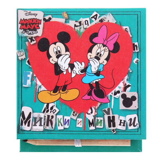 Блок бумаги для записей в футляре "Любовь", Микки Маус и друзья, 150 листов