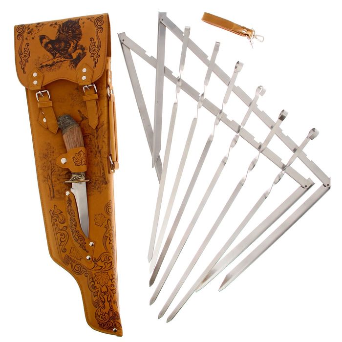 Набор для шашлыка "Глухарь": 6 шампуров, нож