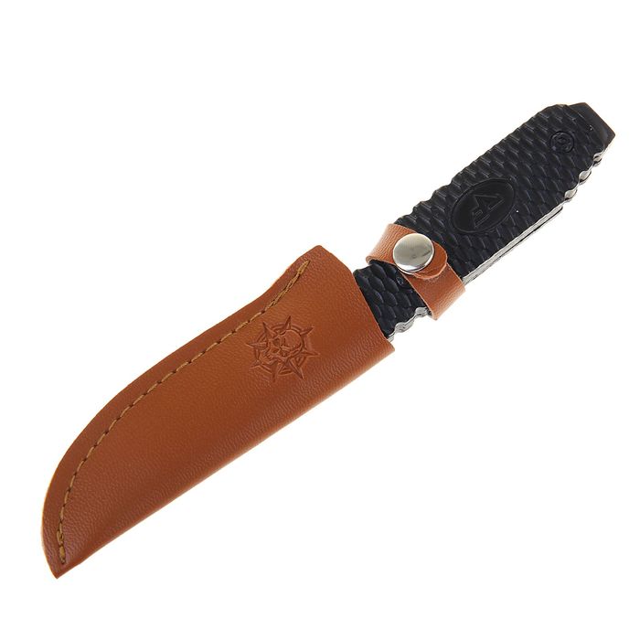 Нож нескладной, 16 см, чёрный, в чехле, рукоять под плетение