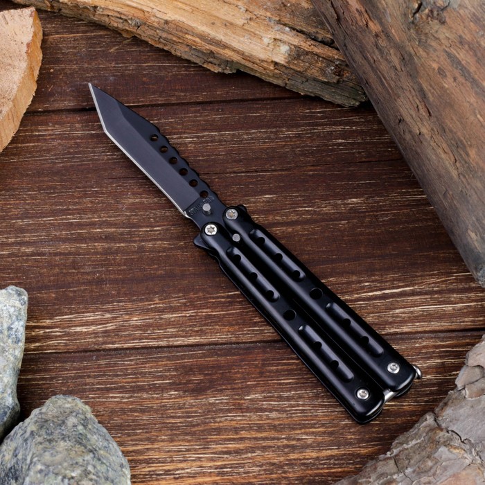 Нож складной неавтоматический бабочка, рукоять чёрная