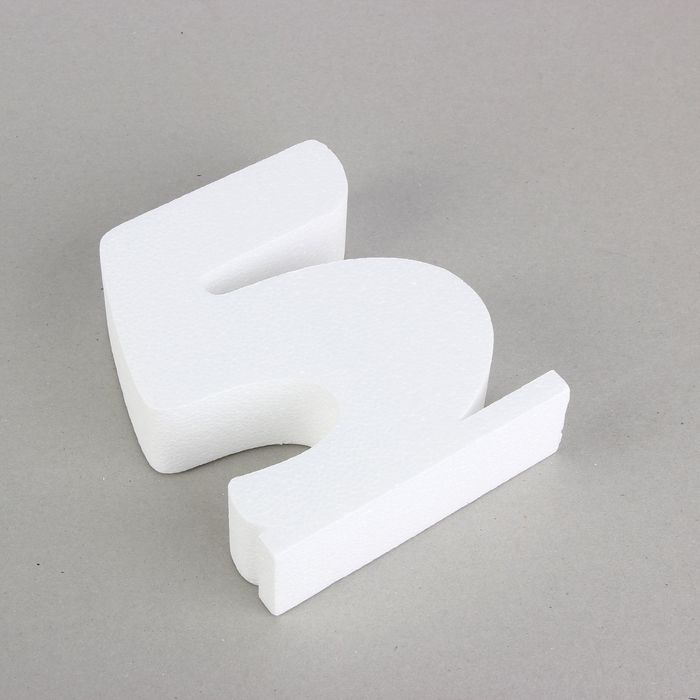 Цифра на подставке из пенопласта, "5", 20 х 5 см