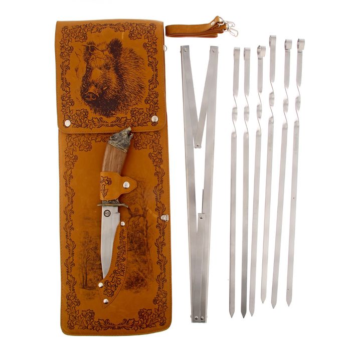 Набор для шашлыка "Кабан": 6 шампуров,мангал, нож