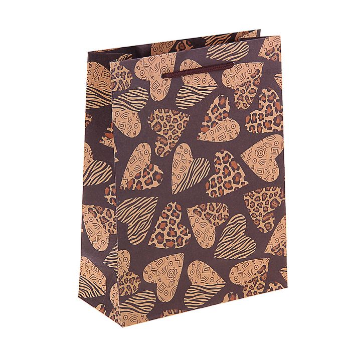 Пакет крафт "Сердца", 31,5 х 42 х 10 см