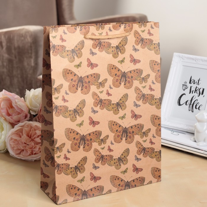 Пакет крафт "Порхание", 31,5 х 10 х 42 см