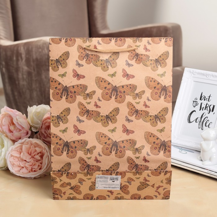 Пакет крафт "Порхание", 31,5 х 10 х 42 см