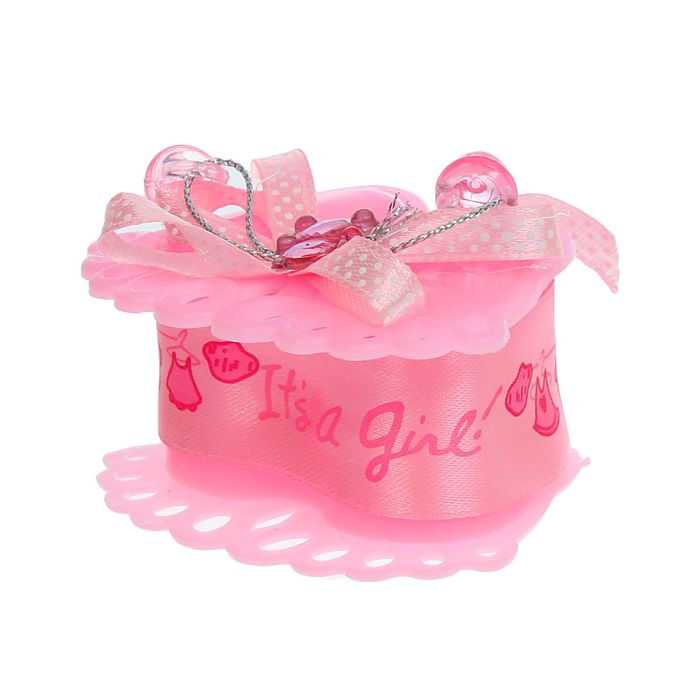 Бонбоньерка "Пяточки" с мишкой, цвет розовый