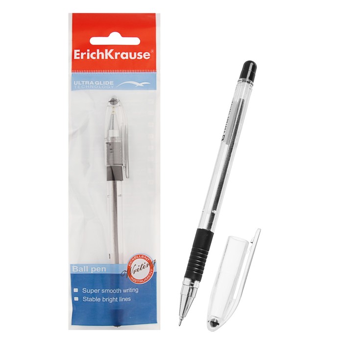 Ручка шариковая Erich Krause ULTRA L-30, в полибеге, стержень черный, узел 0.7мм, EK 13880
