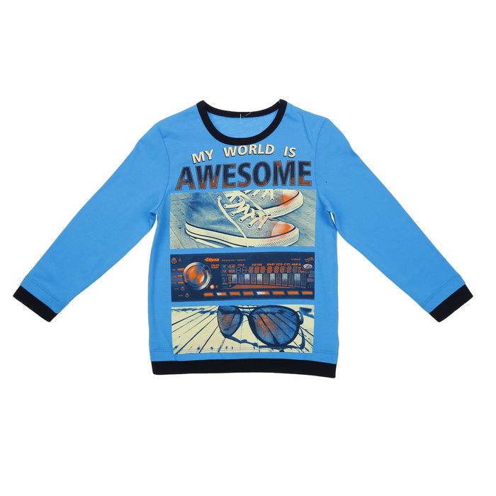 Джемпер для мальчика, рост 116 см (6 лет), цвет бирюза+темно-синий Н412