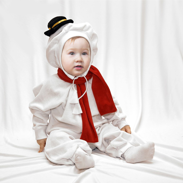 Карнавальный комбинезон "Снеговик" с игрушкой, велюр, 1-2 года, рост 68-92 см