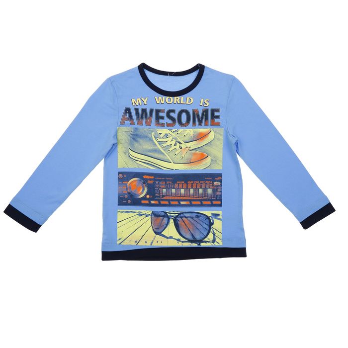 Джемпер для мальчика, рост 110 см (5 лет), цвет голубой+темно-синий Н412