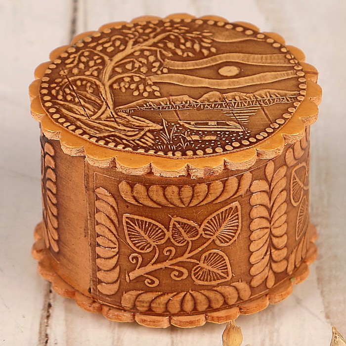 Шкатулка «Лодочка», 4×2,5 см, береста