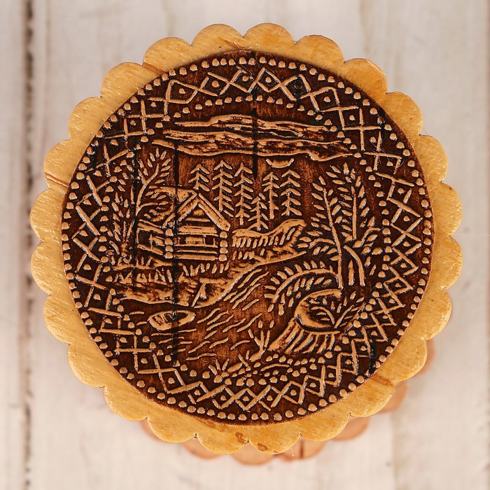 Шкатулка «Домик в лесу», 4х2,5 см, береста