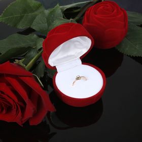 Футляр под кольцо 'Роза' без листьев, 4,5*4,5, цвет красный Ош
