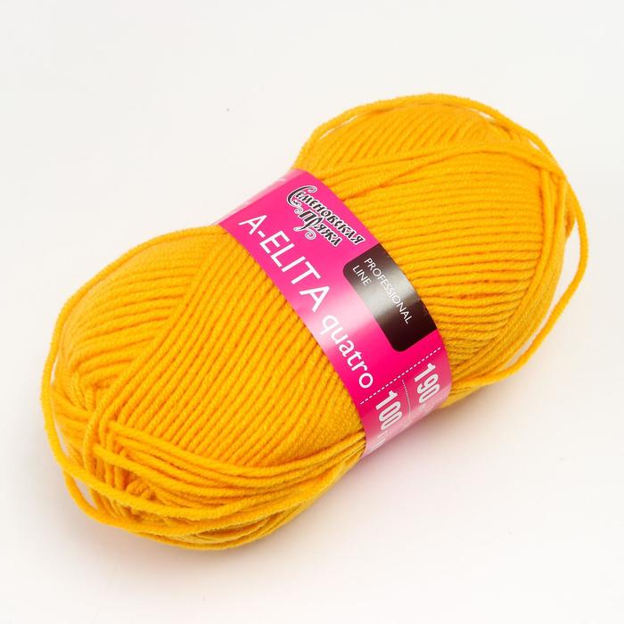 Пряжа A-elita quatro (Аэлита кватро) 50% шерсть, 50% акрил 190м/100гр (216 канарейка)