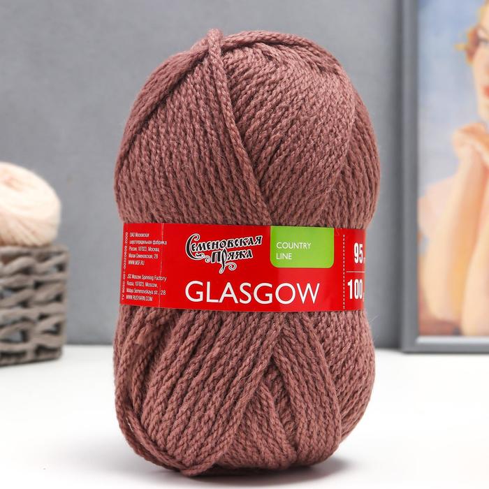 

Пряжа Glasgow (Глазго) 50% шерсть англ кроссбред, 50% акрил 95м/100гр (621 какао)