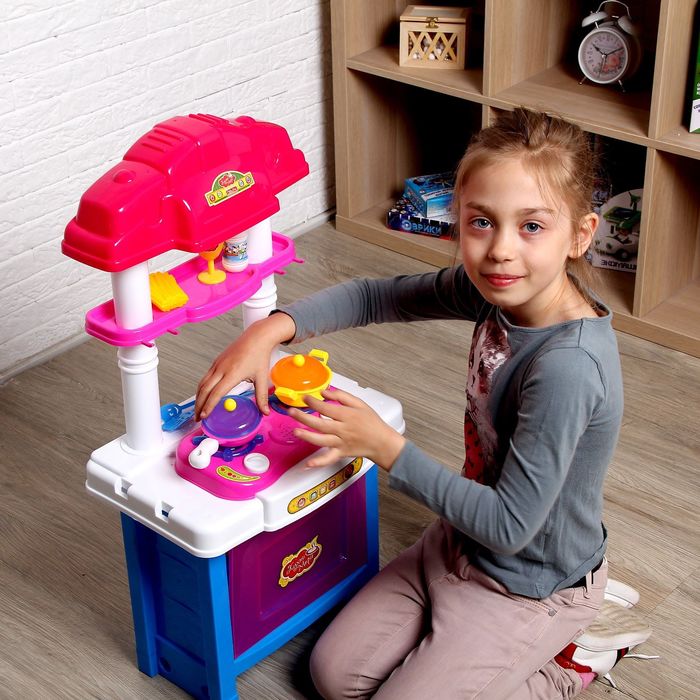 Игровой модуль "Кухня Русские узоры" с аксессуарами, световые и звуковые эффекты, БОНУС - набор для сервировки стола