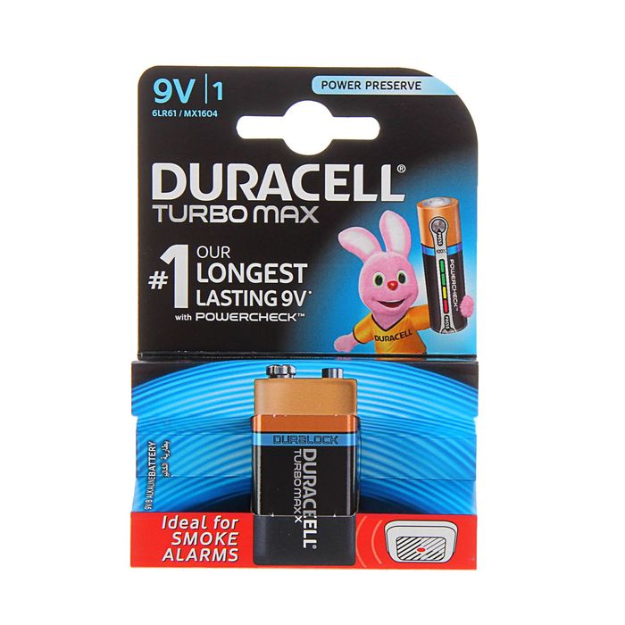 Батарейка алкалиновая Duracell TurboMax, 6LR61, блистер, 1 шт.
