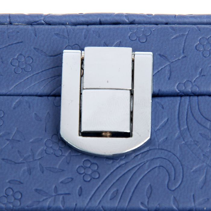 Шкатулка кожзам для украшений "Тиснение на синем" 15х10х5 см