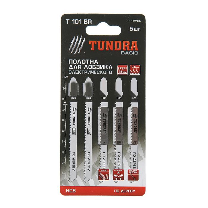 Полотна для электролобзика TUNDRA basic, по дереву, 5 шт, HСS, 75 х 2,5 мм. T 101 BR