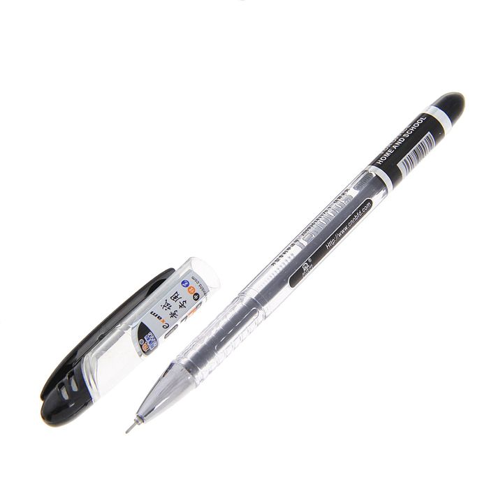 Ручка гелевая 0,38мм черная корпус прозрачный игольчатый пишущий узел EXAM