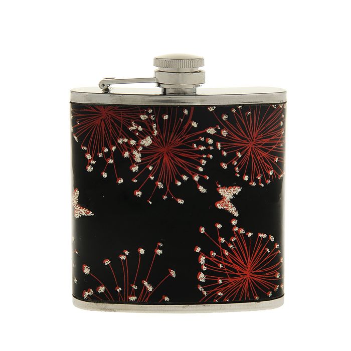 Фляжка "Бабочки и одуванчики", 180 мл, чёрная