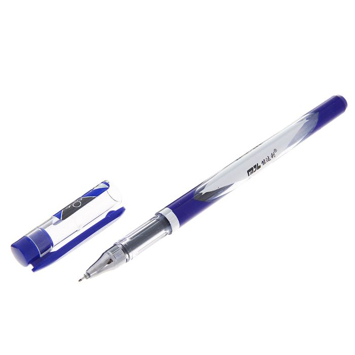 Ручка гелевая 0,5мм синяя корпус бело-синий игольчатый пишущий узел K-26