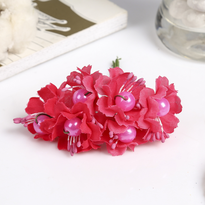 Декор для творчества "Циния с жемчужиной" (1 набор=1 букету) набор 6 цветков МИКС