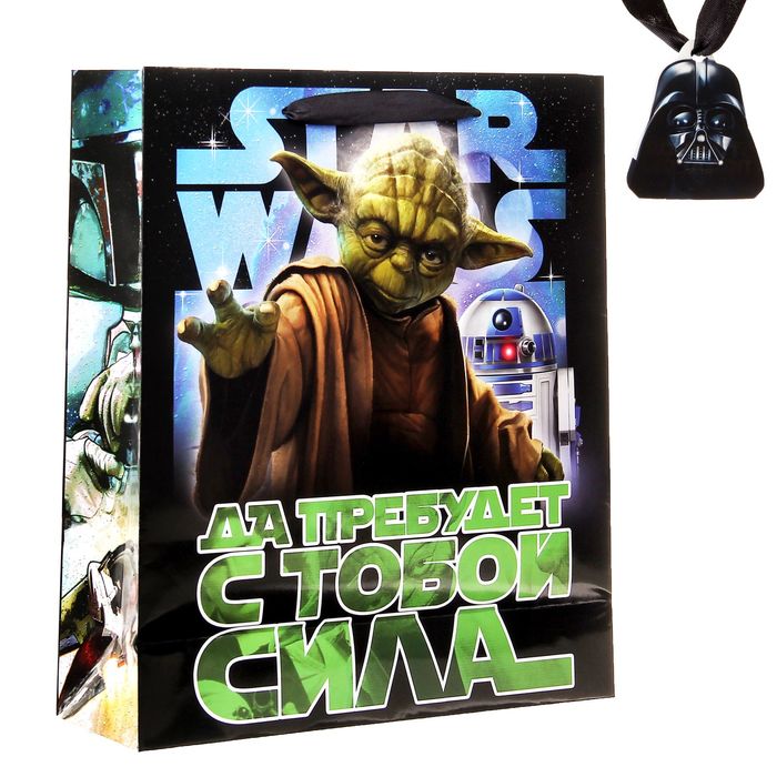 Пакет ламинат вертикальный "Да прибудет с тобой сила", Звездные войны, 23 х27 см, + мини-открытка