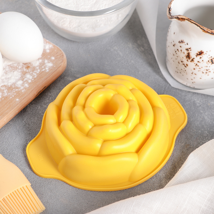 Форма для выпечки "Роза" с ручками 15,5х12,5х5 см, цвета МИКС