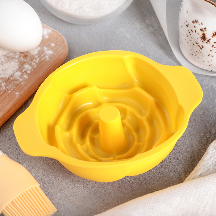 Форма для выпечки "Роза" с ручками 15,5х12,5х5 см, цвета МИКС