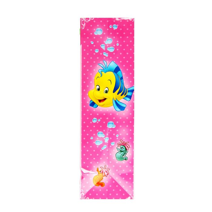 Пакет ламинированный вертикальный "Самой лучшей девочке", Принцессы: Русалочка, + мини-открытка, ПВХ окно с блестками