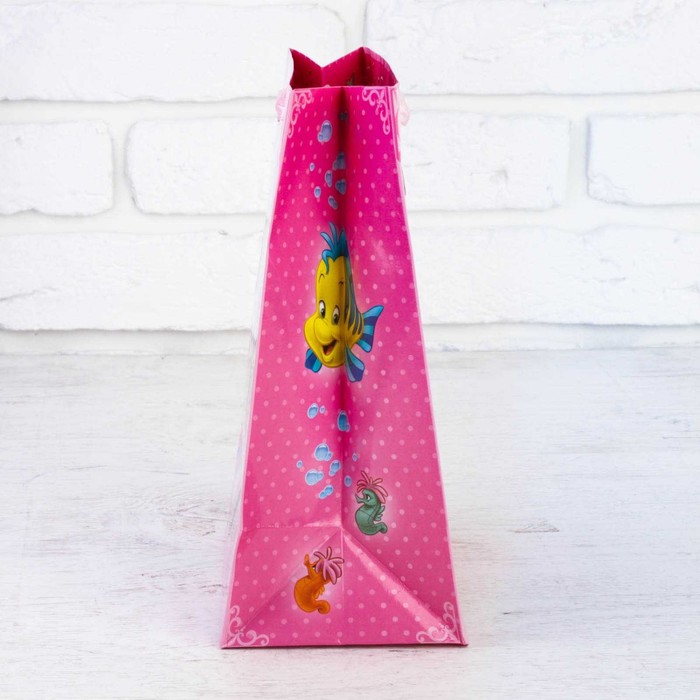 Пакет ламинированный "Самой лучшей девочке", Принцессы: Русалочка, + мини-открытка, ПВХ окно с блестками