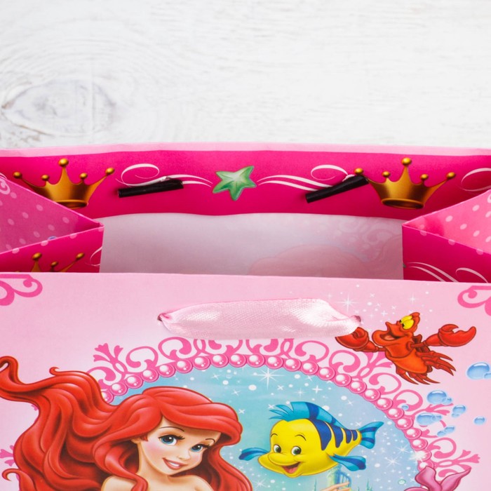 Пакет ламинированный "Самой лучшей девочке", Принцессы: Русалочка, + мини-открытка, ПВХ окно с блестками