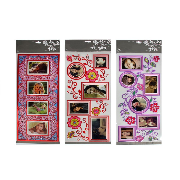 Наклейка интерьерная с фоторамками "Моменты радости" МИКС