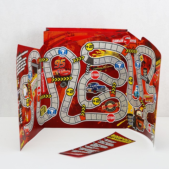 Пакет ламинат с открыткой-игрой "С Днем рождения чемпион", Тачки