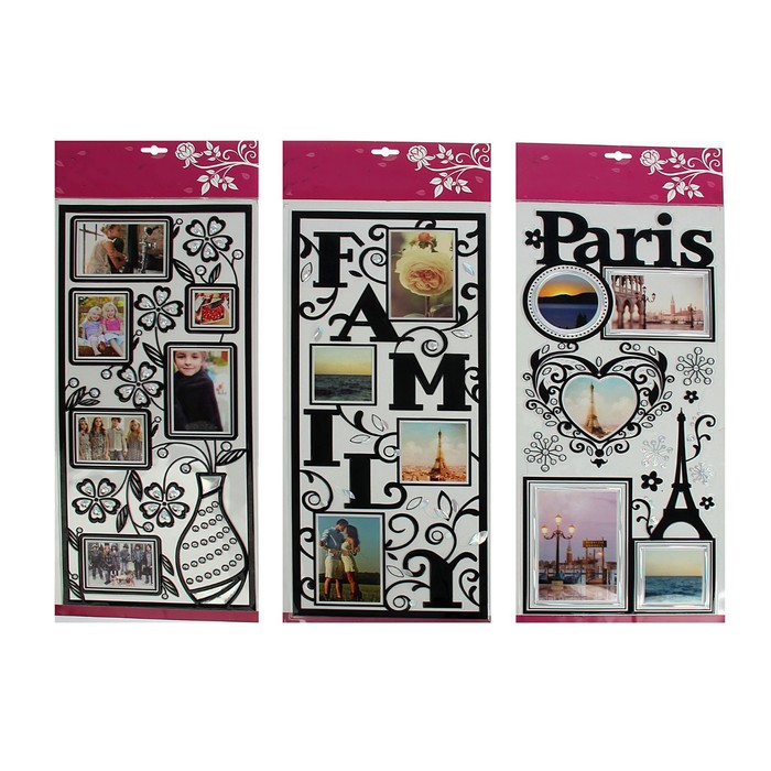 Наклейка интерьерная с фоторамками "Стильная рамка" МИКС 25,5х62 см