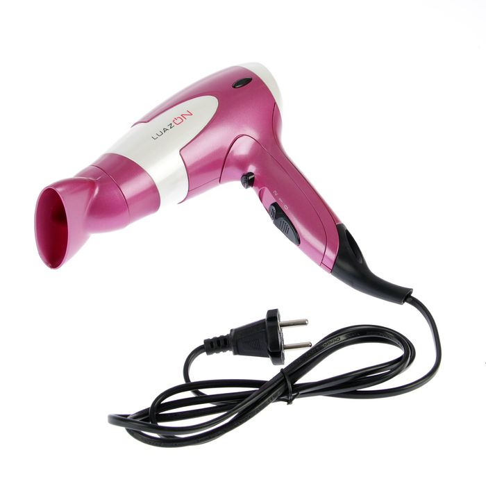 Фен для волос LuazON LF-02, 1600 Вт, 2 скорости, 3 темпер. режима, диффузор, розовый