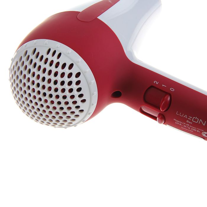 Фен для волос LuazON LF-05, 2200 Вт, 2 скорости, 3 темпер. режима, диффузор, бело-красный