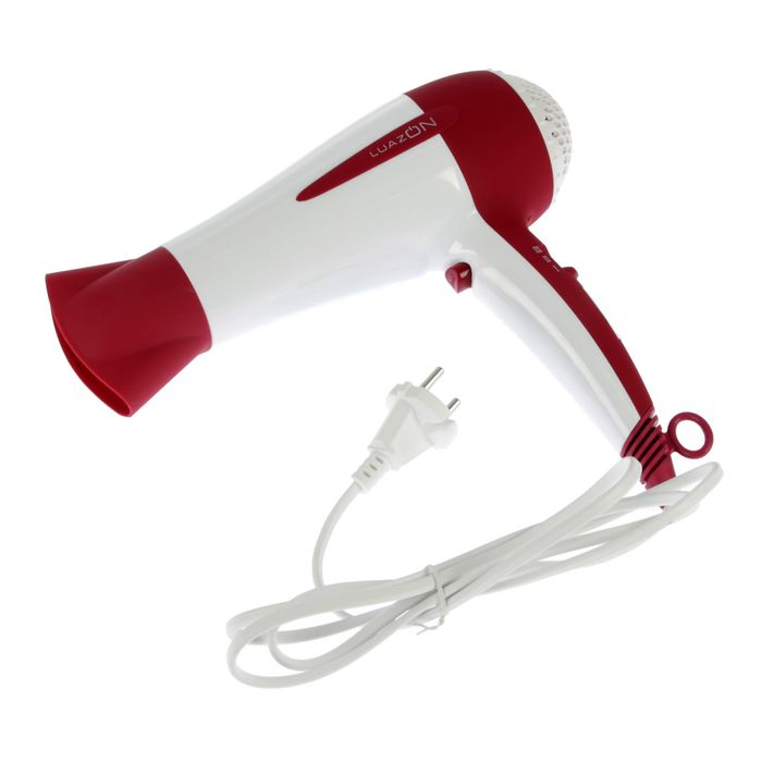 Фен для волос LuazON LF-05, 2200 Вт, 2 скорости, 3 темпер. режима, диффузор, бело-красный