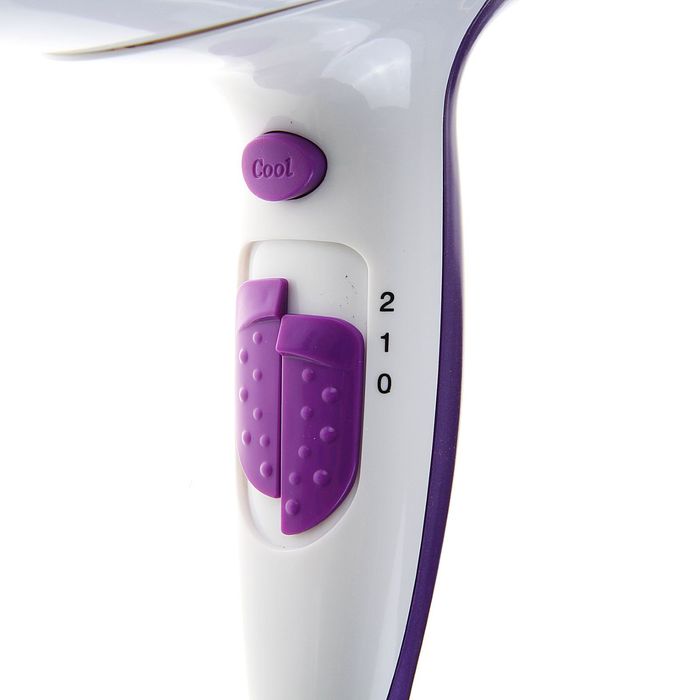 Фен для волос LuazON LF-03, 2200 Вт, 2 скорости, 3 температурных режима, бело-сиреневый