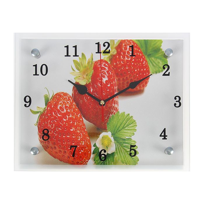 Часы настенные прямоугольные "Клубника", 20х25 см микс