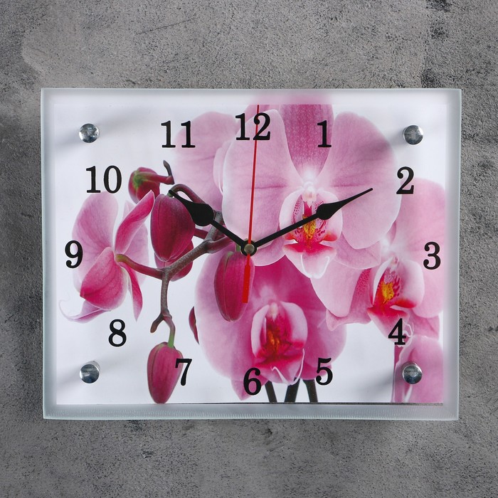 Часы настенные, серия Цветы, Орхидея,20х25 см, микс