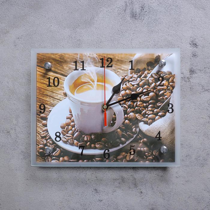 Часы-картина настенные, серия: Кухня, Чашка кофе, 20х25 см