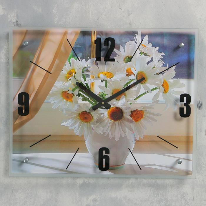 фото Часы настенные, серия: цветы, "ромашки", 40х50 см, микс сюжет