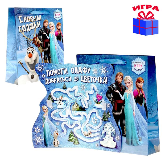 Пакет ламинат с открыткой-игрой "С Новым годом" Холодное сердце