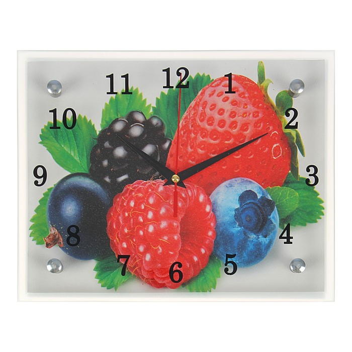 Часы настенные прямоугольные "Лесные ягоды", 20х25 см микс