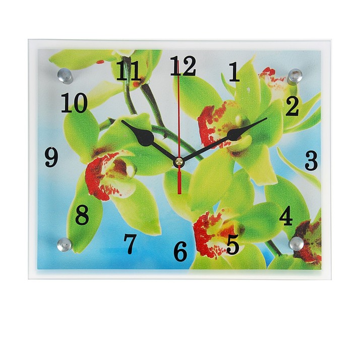 Часы настенные прямоугольные "Орхидея", 20х25 см  микс