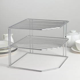 Подставка для посуды, 2 яруса, 25×25×20 см, цвет хром от Сима-ленд