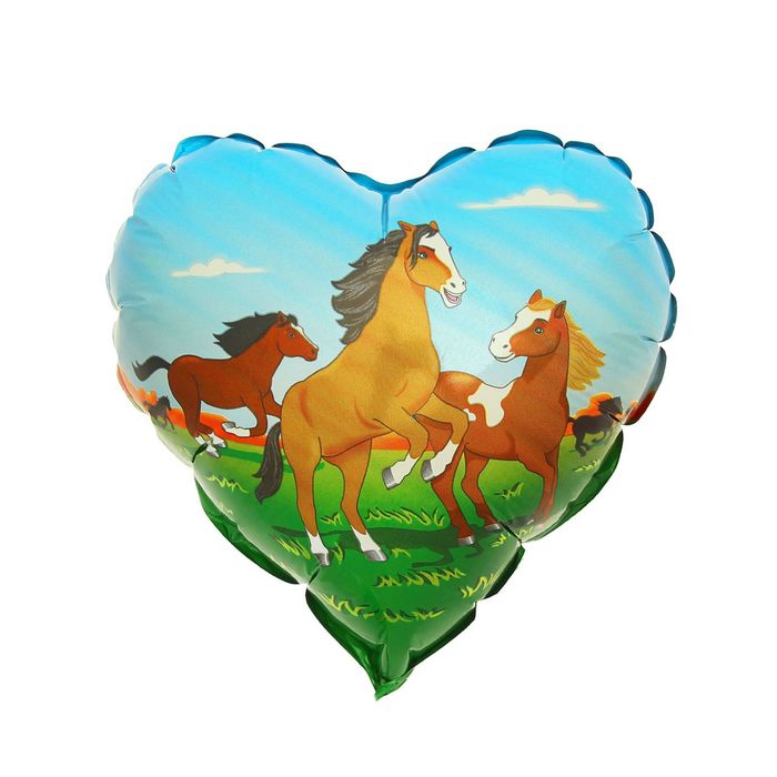 Шар фольгированный 4", сердце "Лошади"