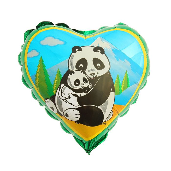 Шар фольгированный 9" "Панды", сердце